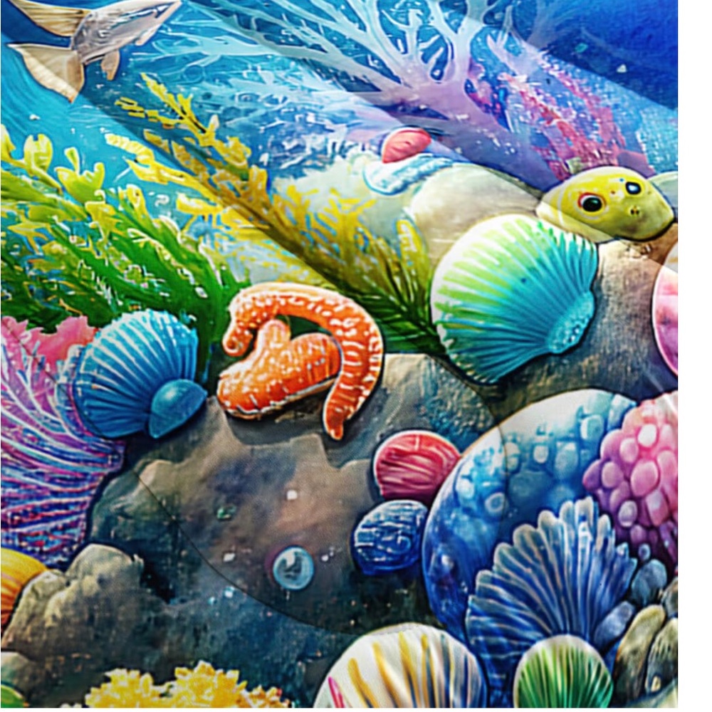 Mermaid Comforter Set Queen Size Dolphin, Coral, Seaweed, Fish, Ocean For Girls - Picture 3 of 4